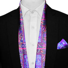 HALLOGRAPHIC IN NEON MEN SCARF AND POCKET SQUARE SET – PREMIUM COLLECTION