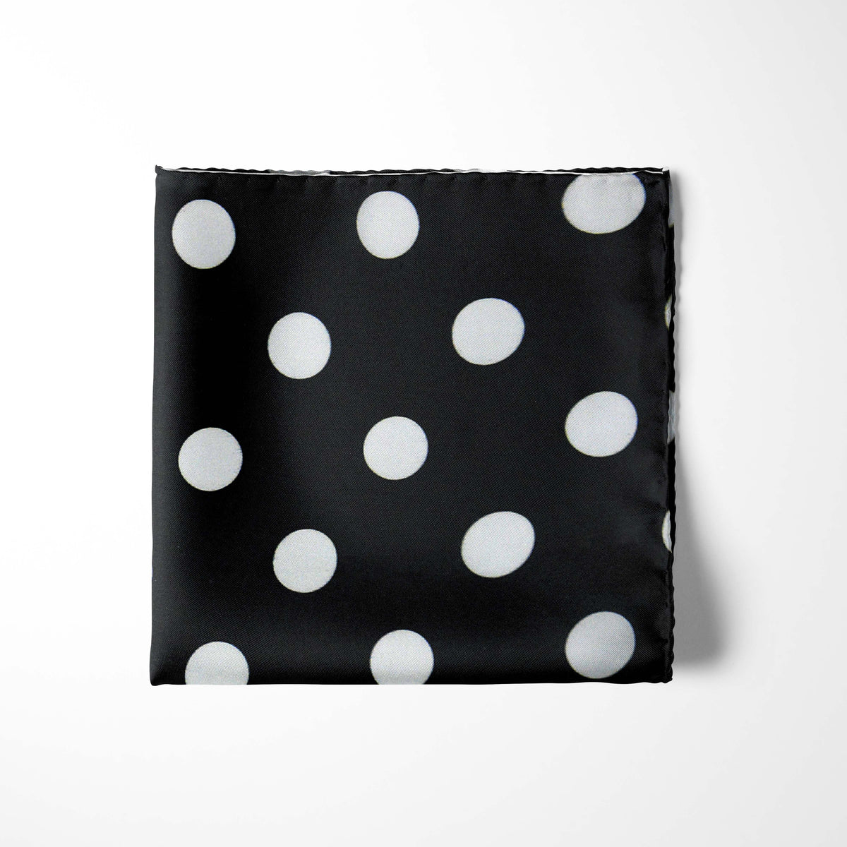 BLACK MEDIUM POLKA DOTS SILK POCKET SQUARE