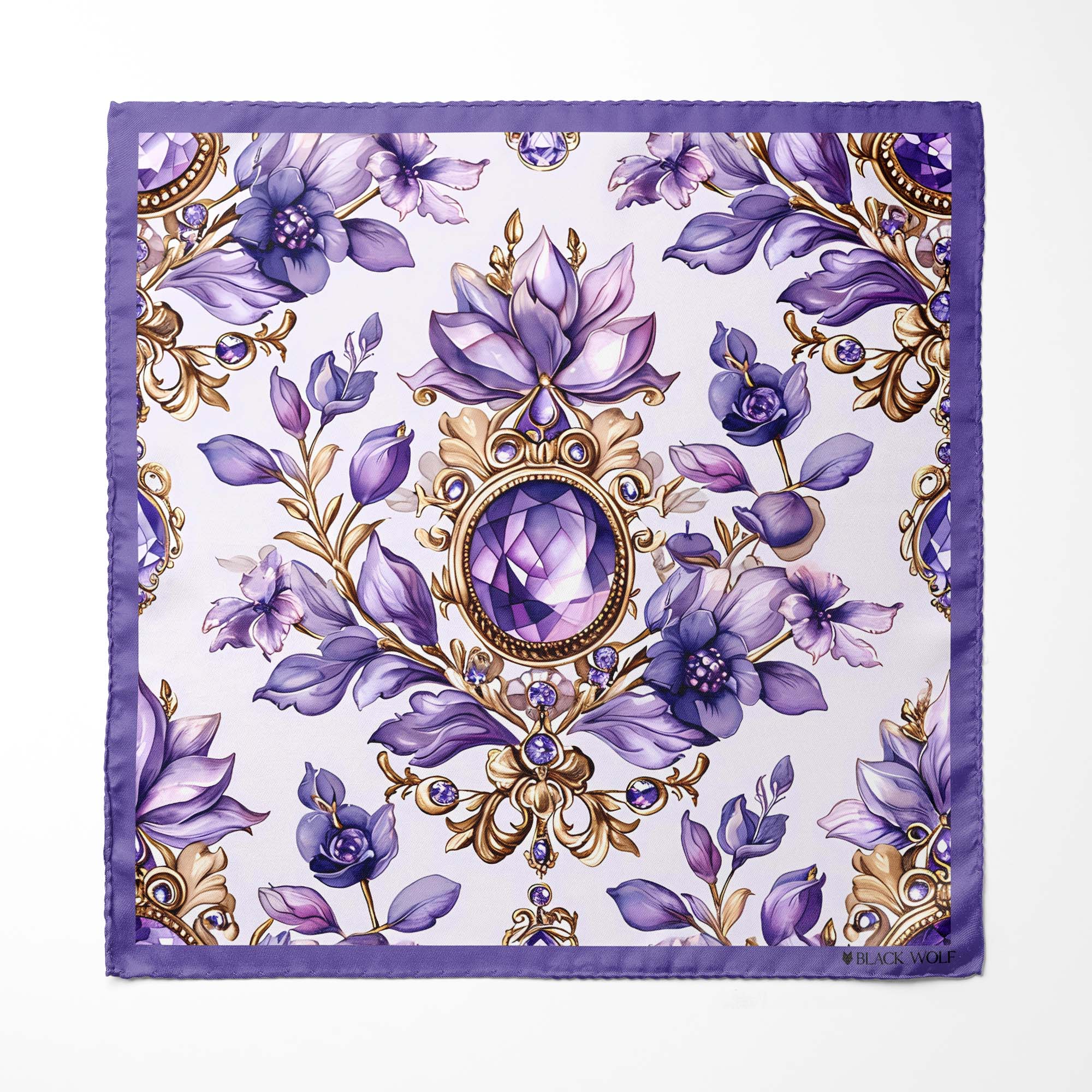 LISIANTHUS FLOWERS SILK ASCOT AND POCKET SQUARE SET – PREMIUM COLLECTION