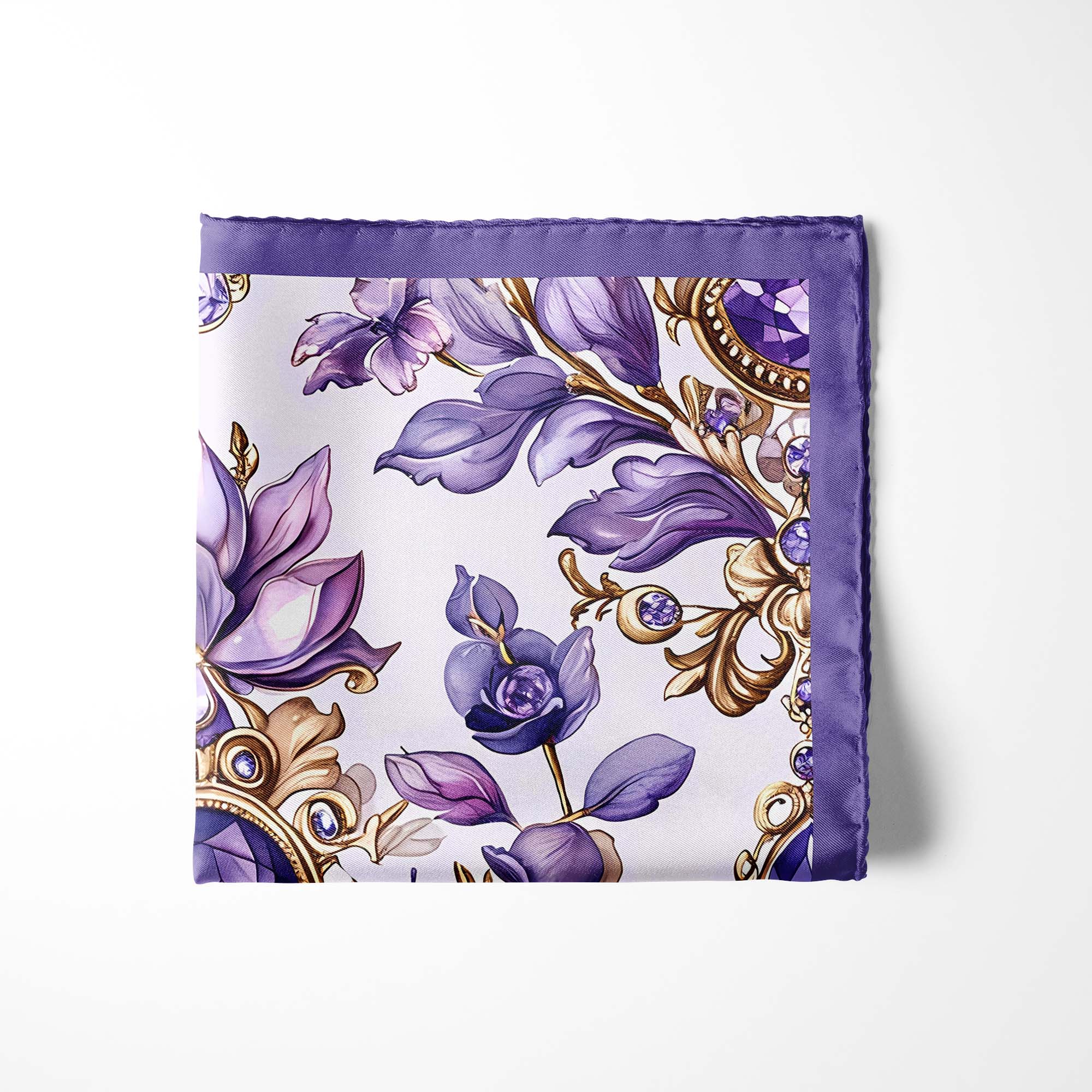 LISIANTHUS FLOWERS SILK POCKET SQUARE