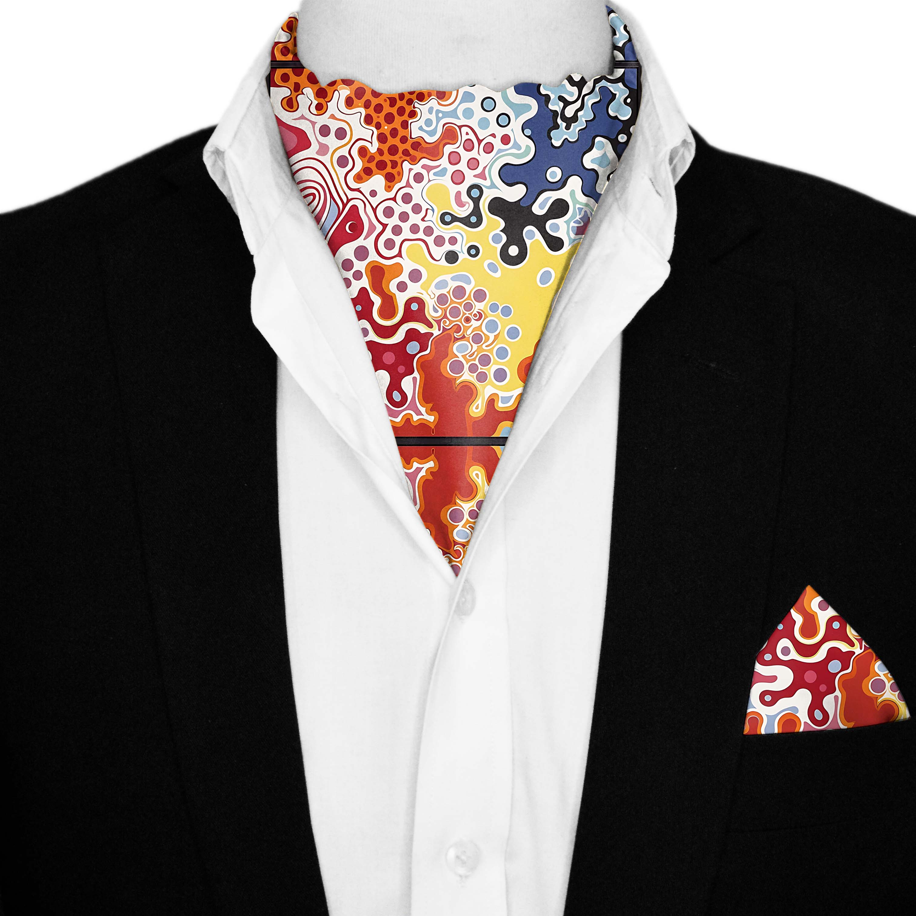 ABSTRACT KEYNOTE SILK ASCOT AND POCKET SQUARE SET – PREMIUM COLLECTION