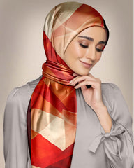 RED ABSTRACT SILK WOMEN HIJAB - PREMIUM COLLECTION