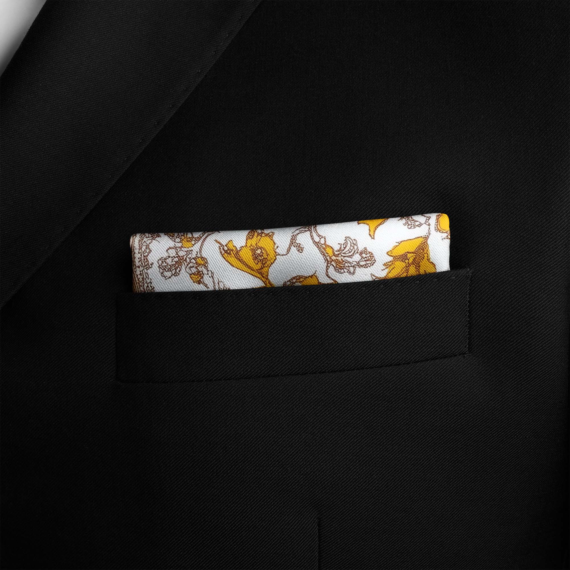 ARABESQUE VINTAGE FLORAL SILK POCKET SQUARE