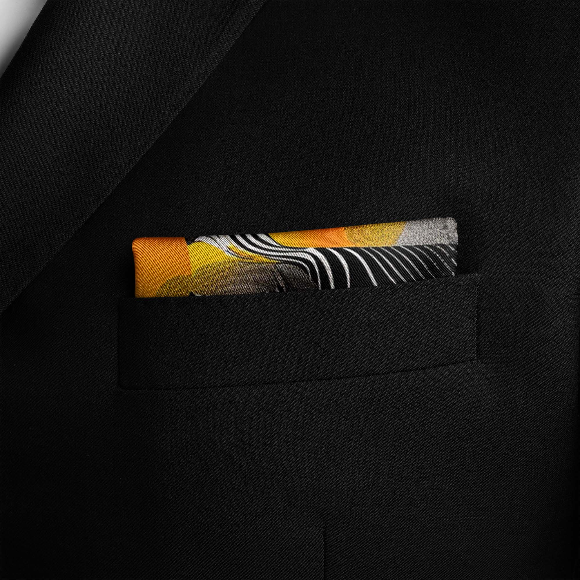 ABSTRACT VINTAGE SILK POCKET SQUARE