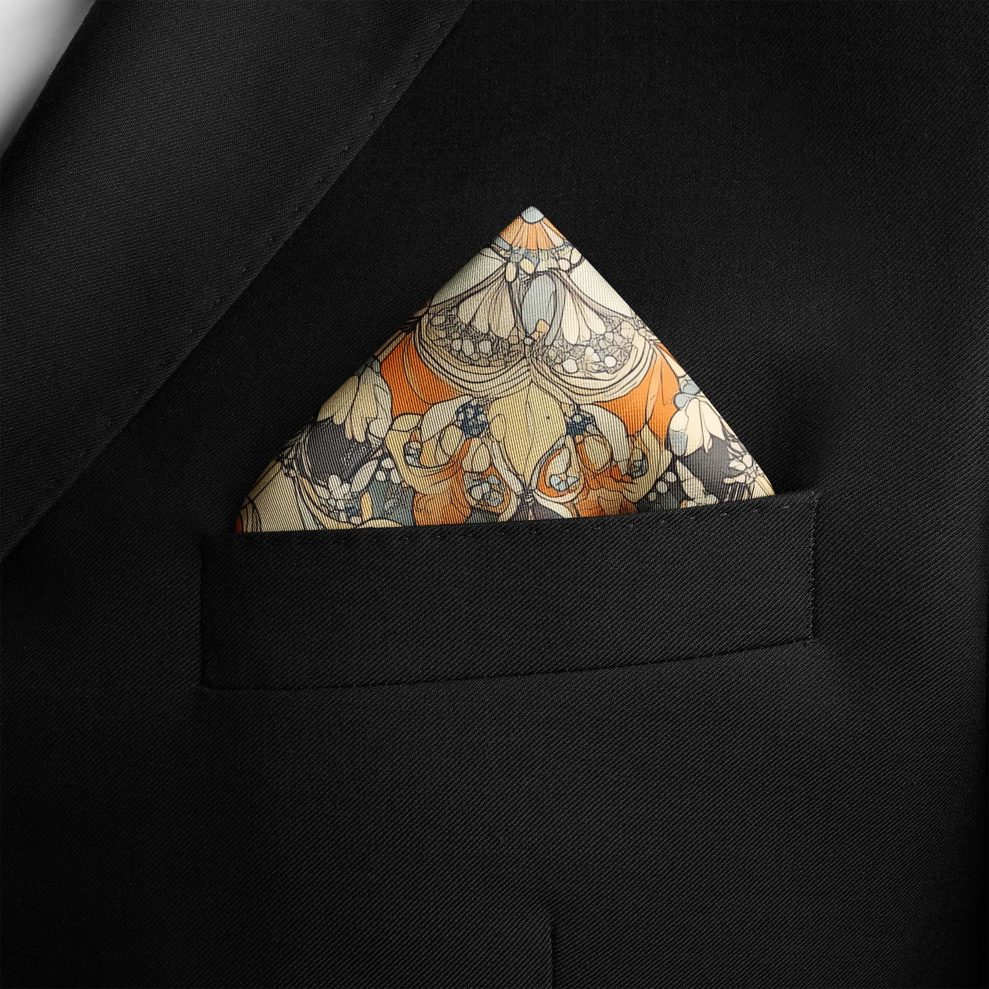 ANTIQUE ANCIENT SILK POCKET SQUARE