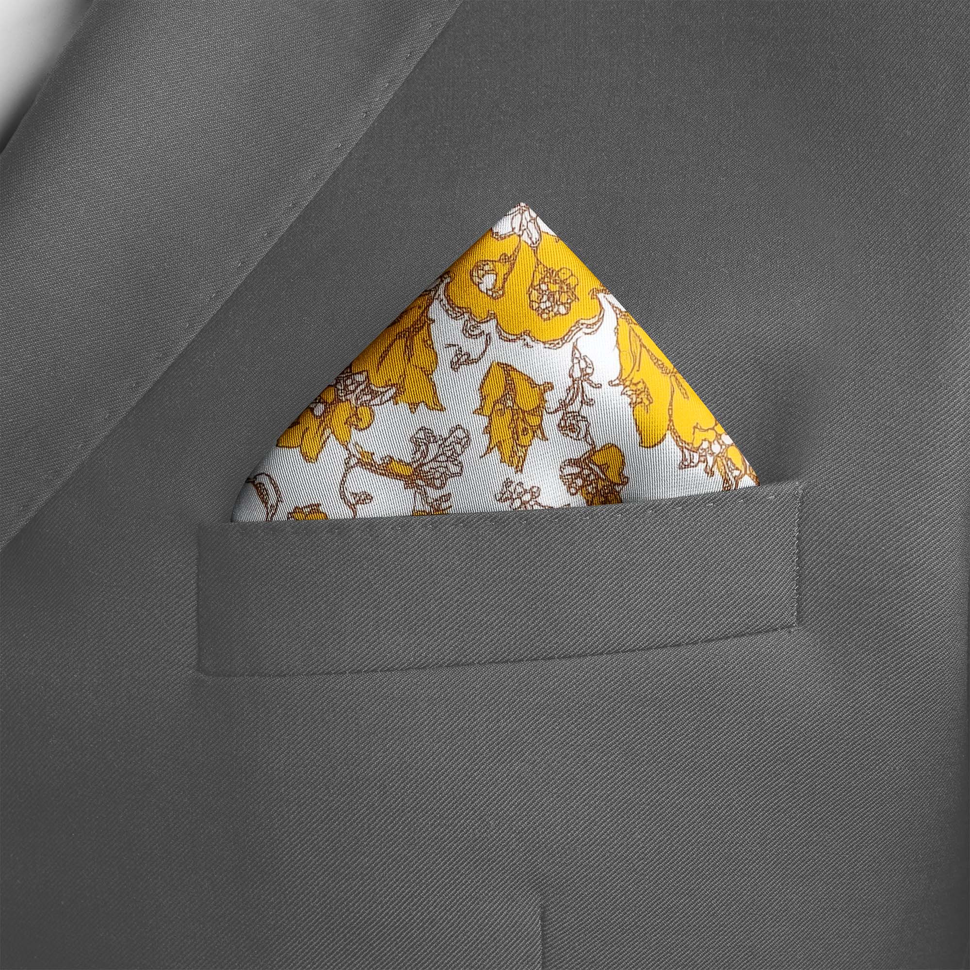 ARABESQUE VINTAGE FLORAL SILK POCKET SQUARE