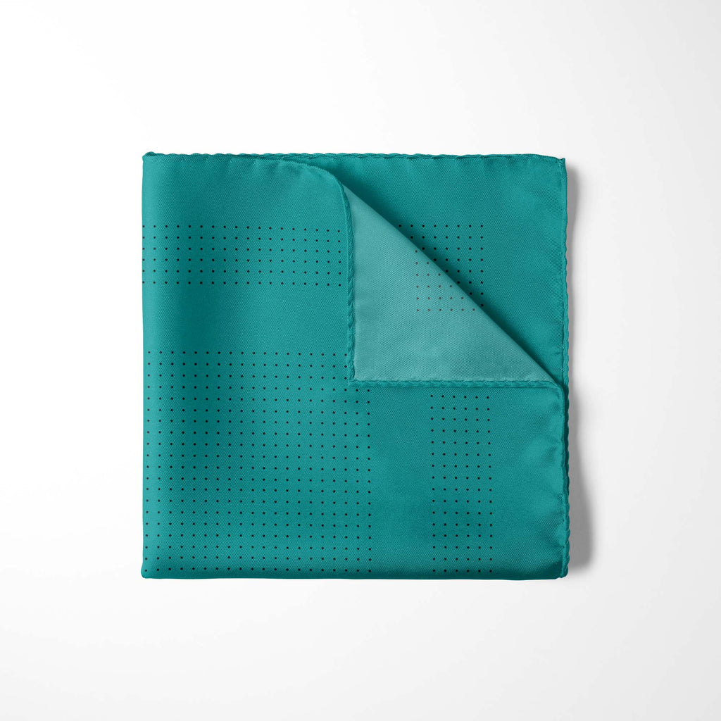 PETROL GREEN DOT SILK POCKET SQUARE