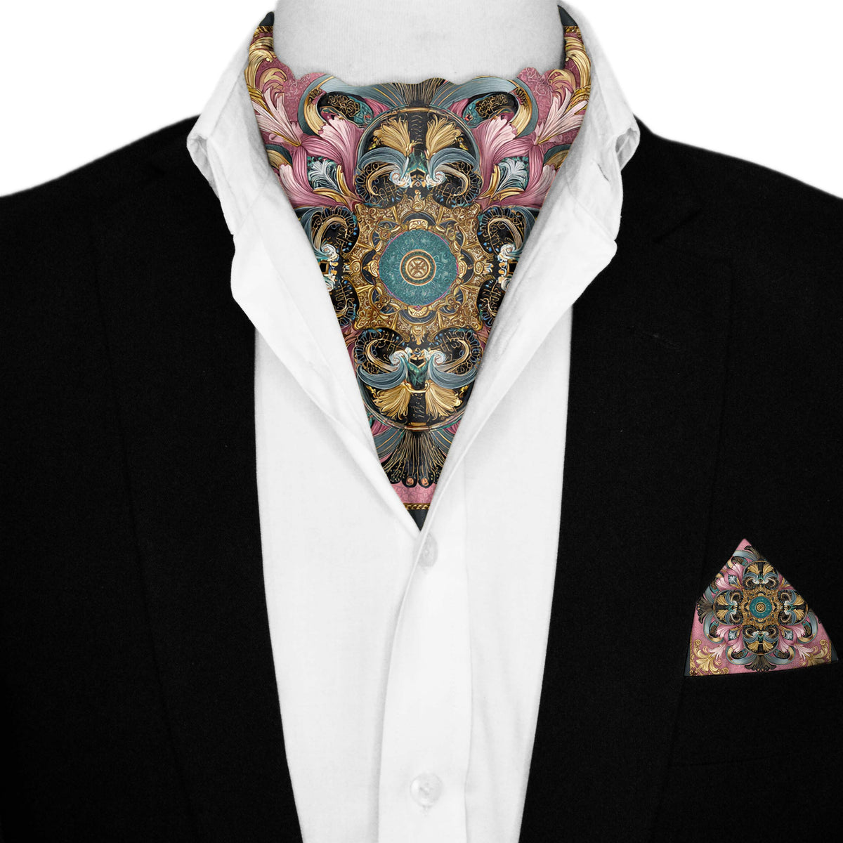 VERONA SILK ASCOT AND POCKET SQUARE SET – PREMIUM COLLECTION