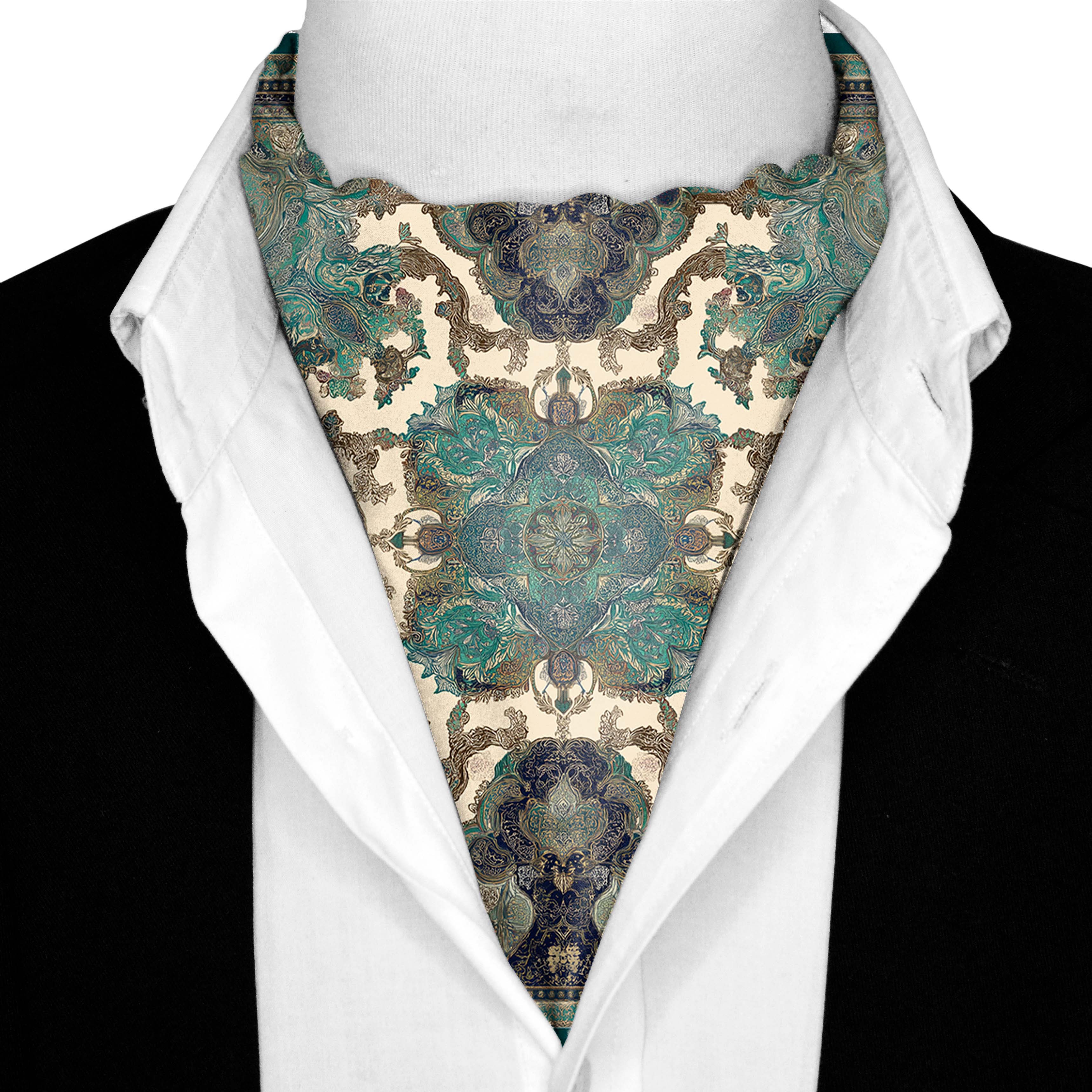 SELENE SILK ASCOT AND POCKET SQUARE SET – PREMIUM COLLECTION