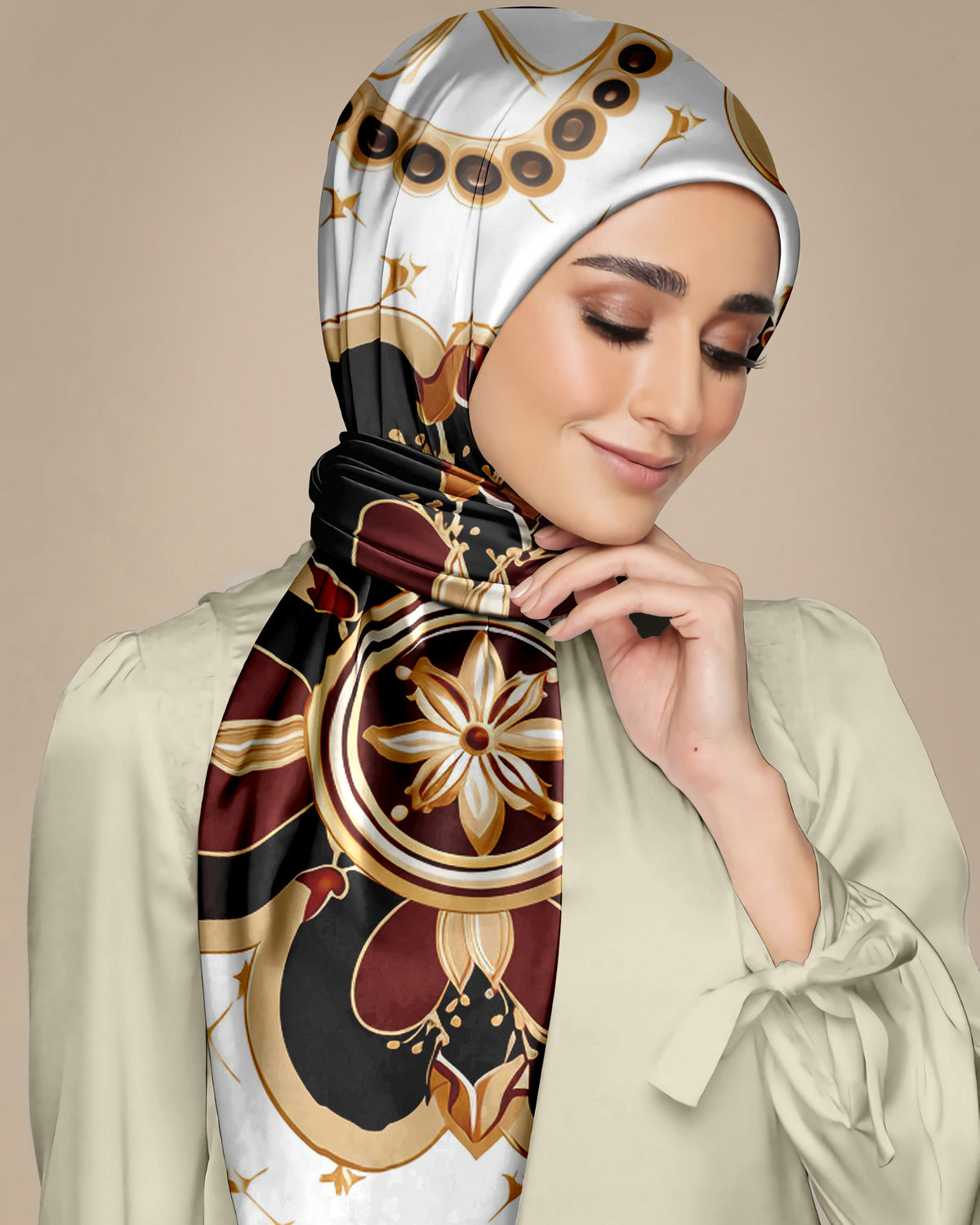 VINTAGE BAROQUE SILK WOMEN HIJAB – PREMIUM COLLECTION