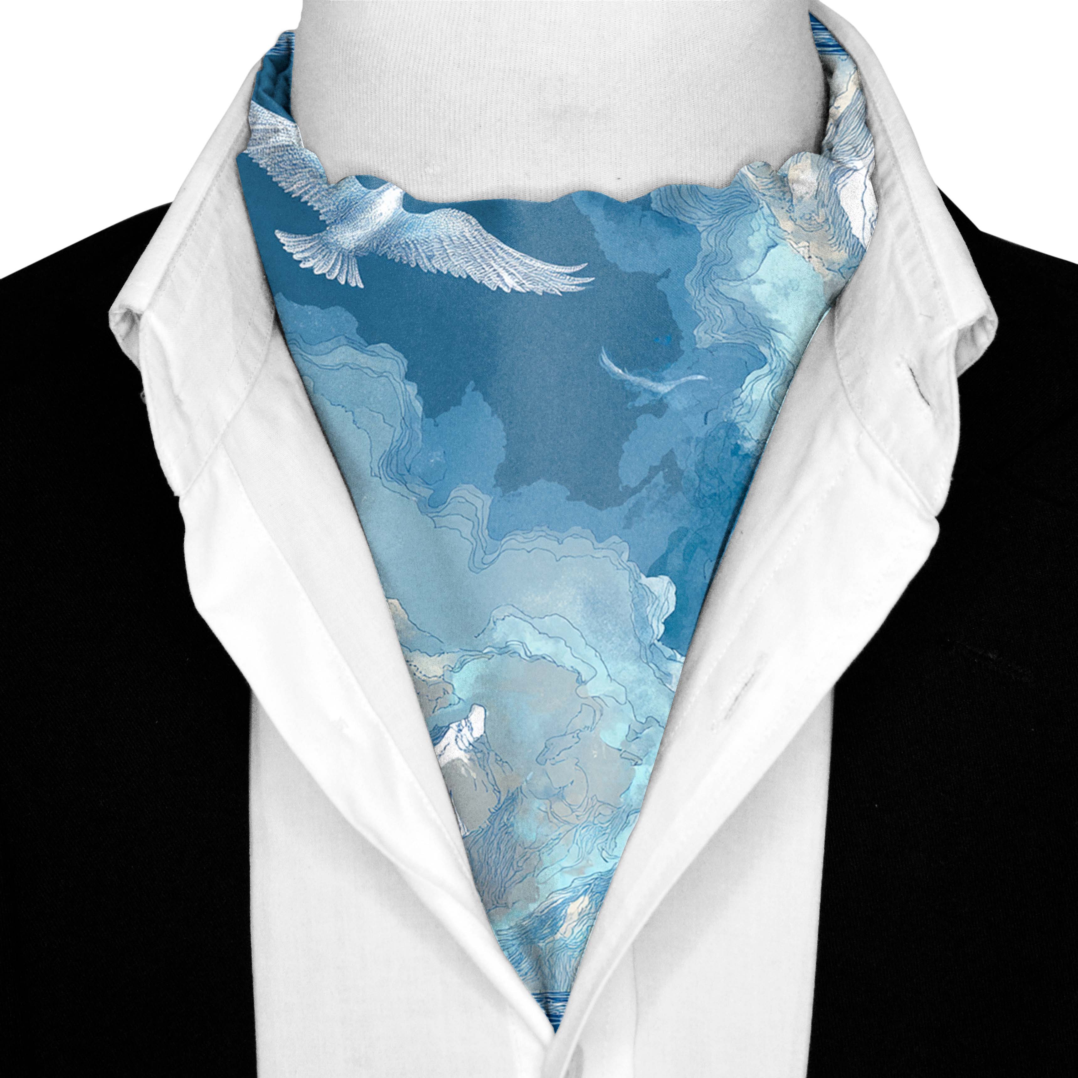 SKYWARD SILK ASCOT AND POCKET SQUARE SET – PREMIUM COLLECTION