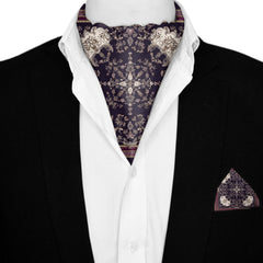 NOCTURNE SILK ASCOT AND POCKET SQUARE SET – PREMIUM COLLECTION