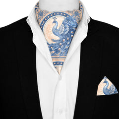 LUXURY CHINOISERIE SILK ASCOT AND POCKET SQUARE SET – PREMIUM COLLECTION