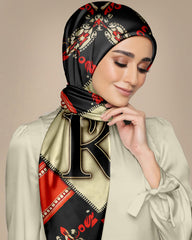 VINTAGE TYPOGRAPHY  SILK WOMEN HIJAB – PREMIUM COLLECTION