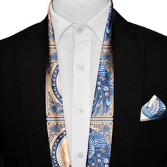 LUXURY CHINOISERIE MEN SCARF AND POCKET SQUARE SET – PREMIUM COLLECTION