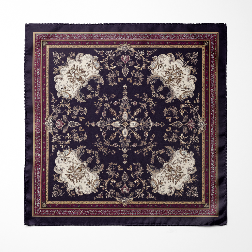 NOCTURNE SILK ASCOT AND POCKET SQUARE SET – PREMIUM COLLECTION