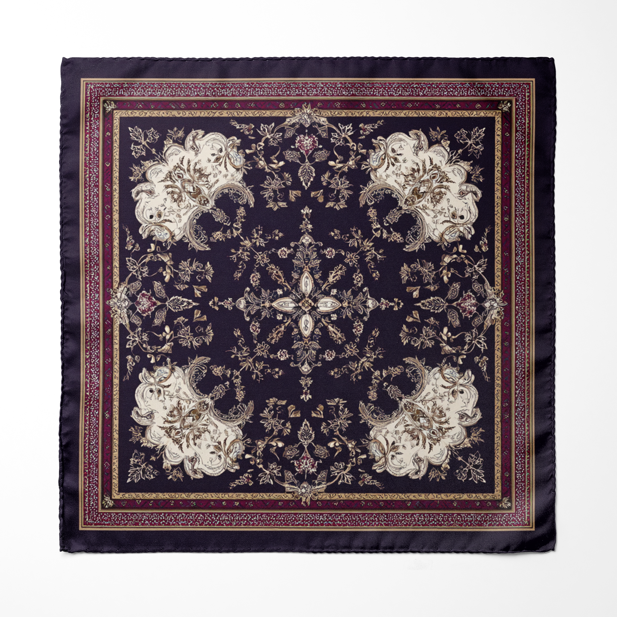 NOCTURNE SILK ASCOT AND POCKET SQUARE SET – PREMIUM COLLECTION