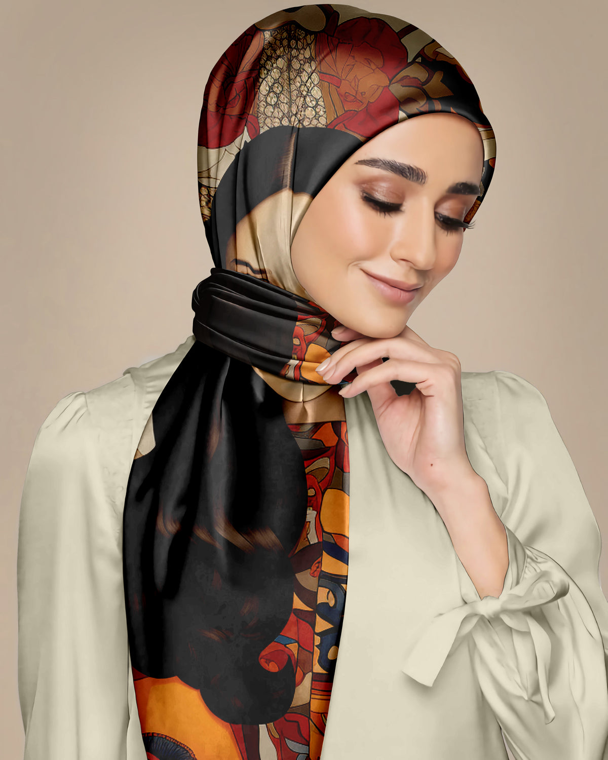 VIOLET SOUL PRINT SILK WOMEN HIJAB – PREMIUM COLLECTION