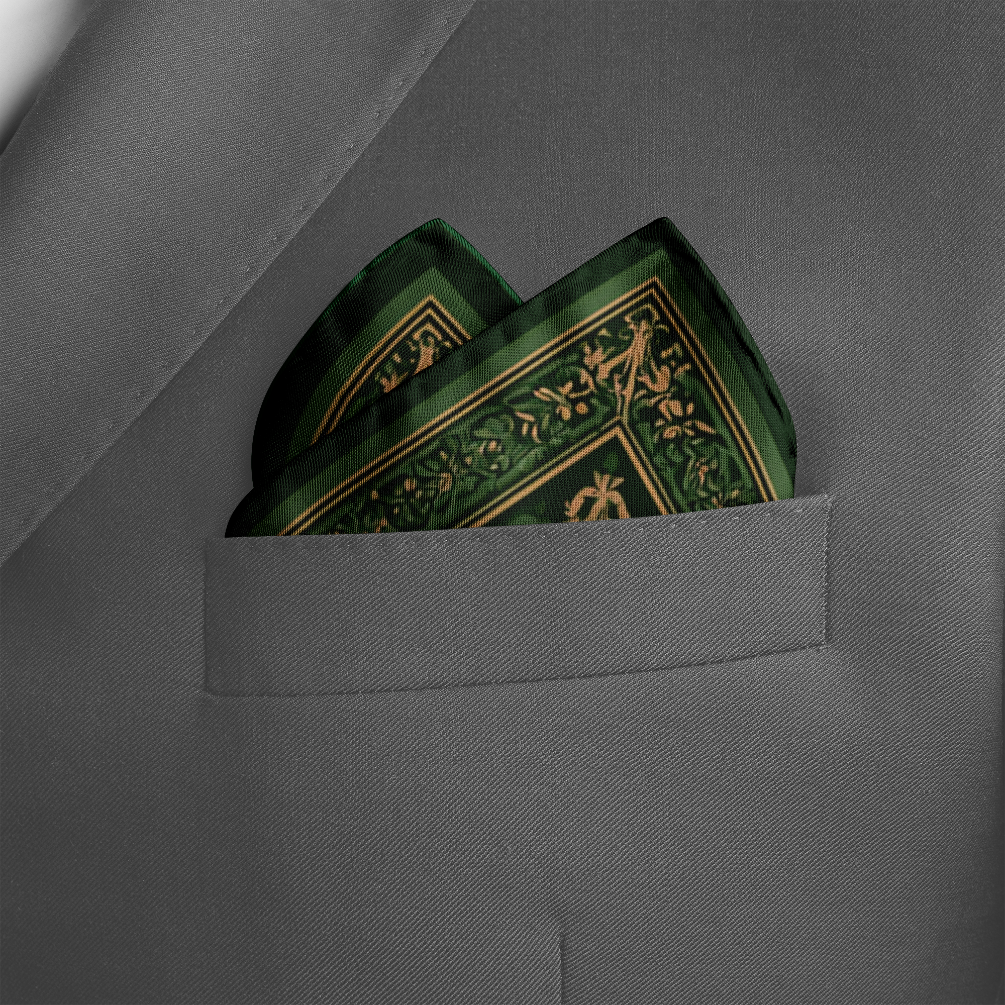 EMERALDINE SILK POCKET SQUARE