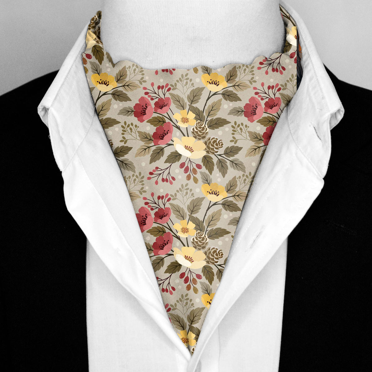 FLOWER PATTERN SILK ASCOT – PREMIUM COLLECTION