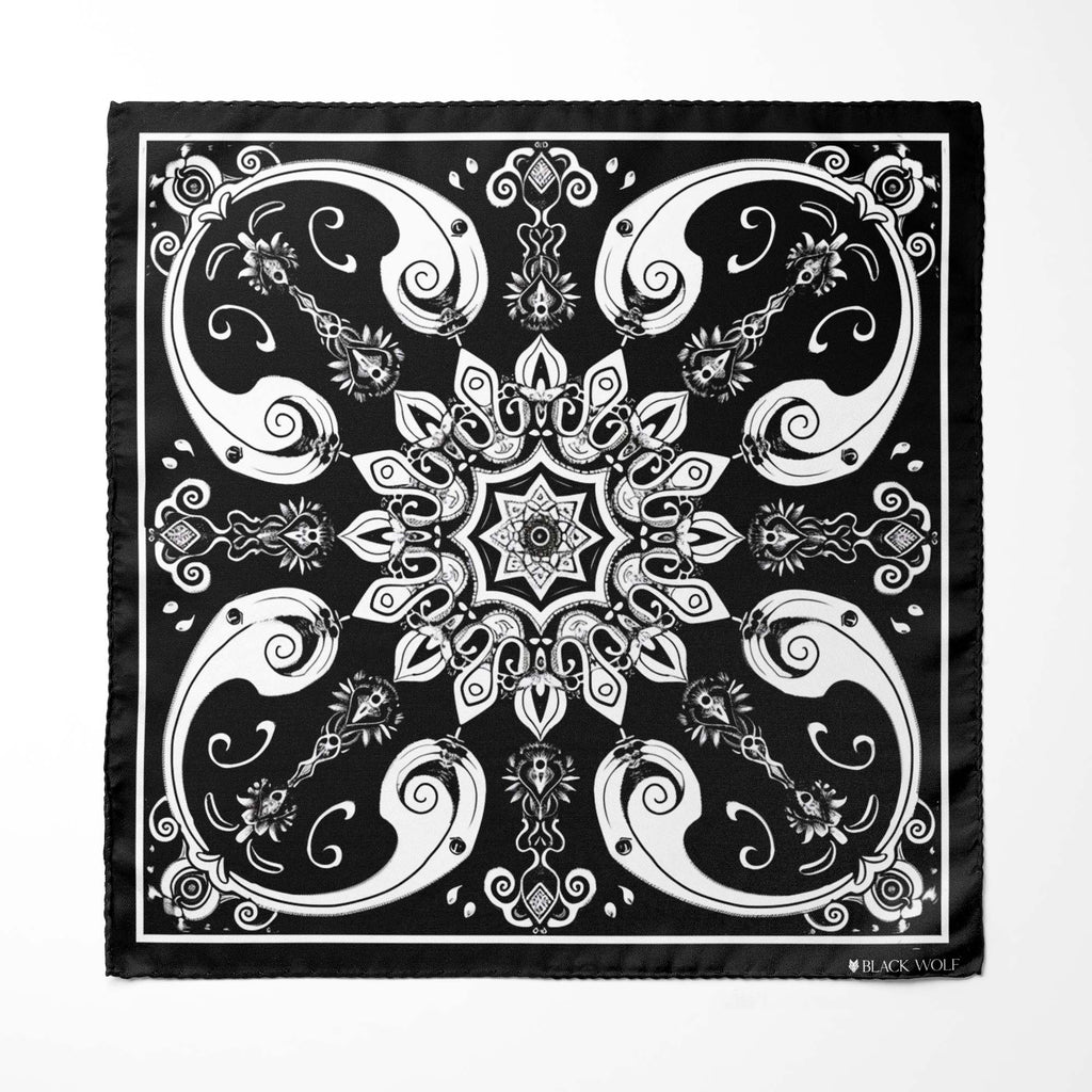 BEED DESIGN SILK SCARF WITH LAPEL PIN AND POCKET SQUARE