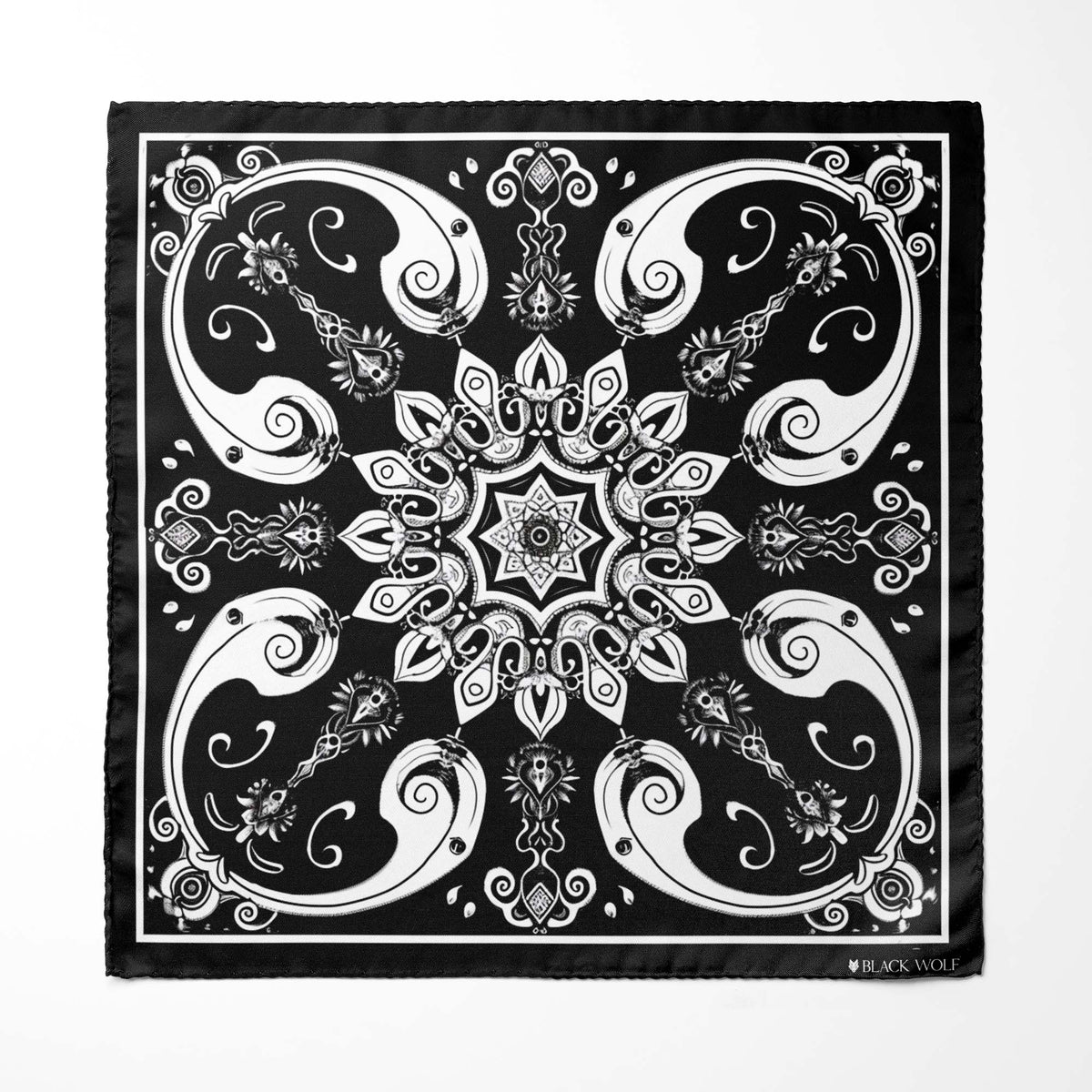 BEED DESIGN SILK SCARF WITH LAPEL PIN AND POCKET SQUARE
