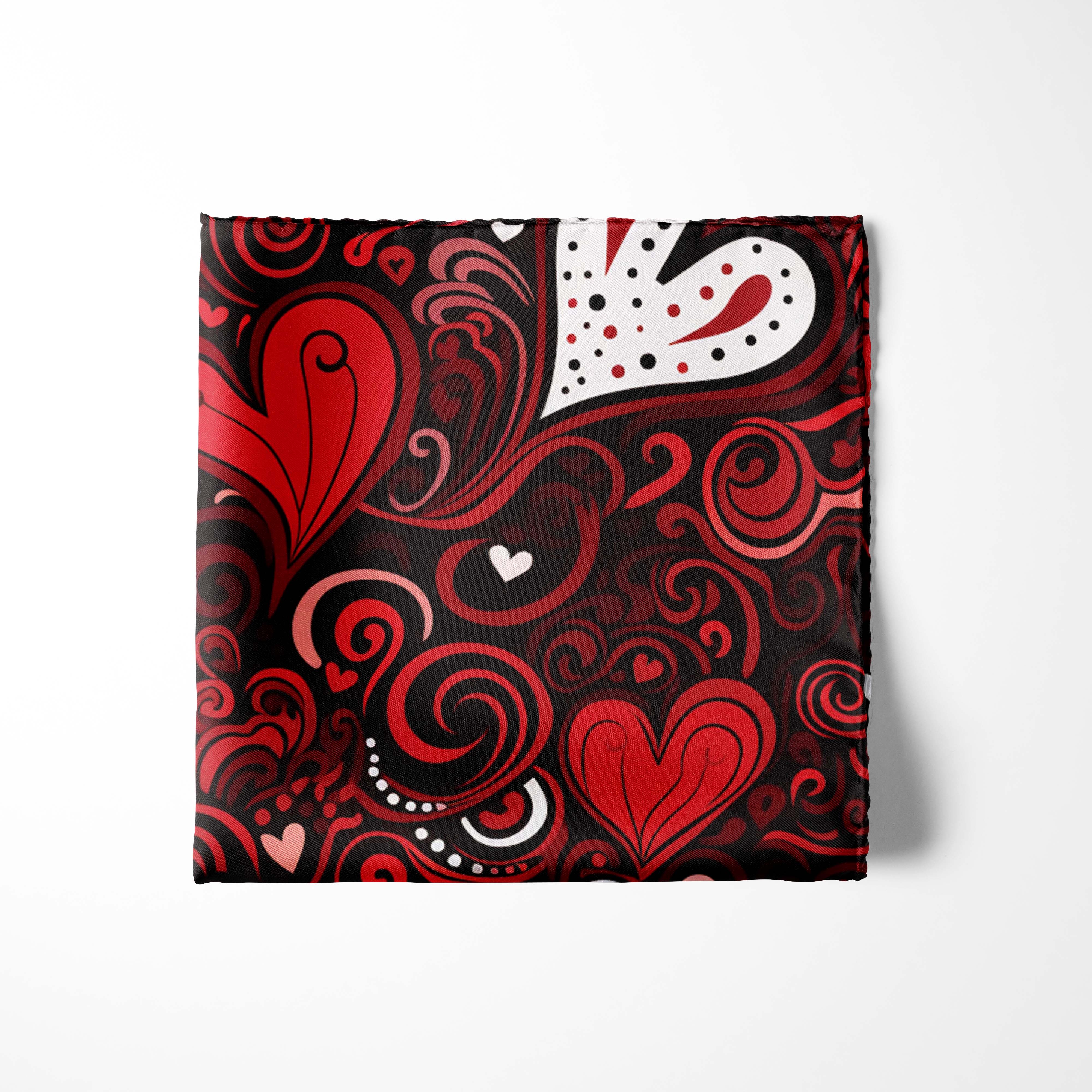 KISSES HUGS SILK POCKET SQUARE - VALENTINE DAY COLLECTION