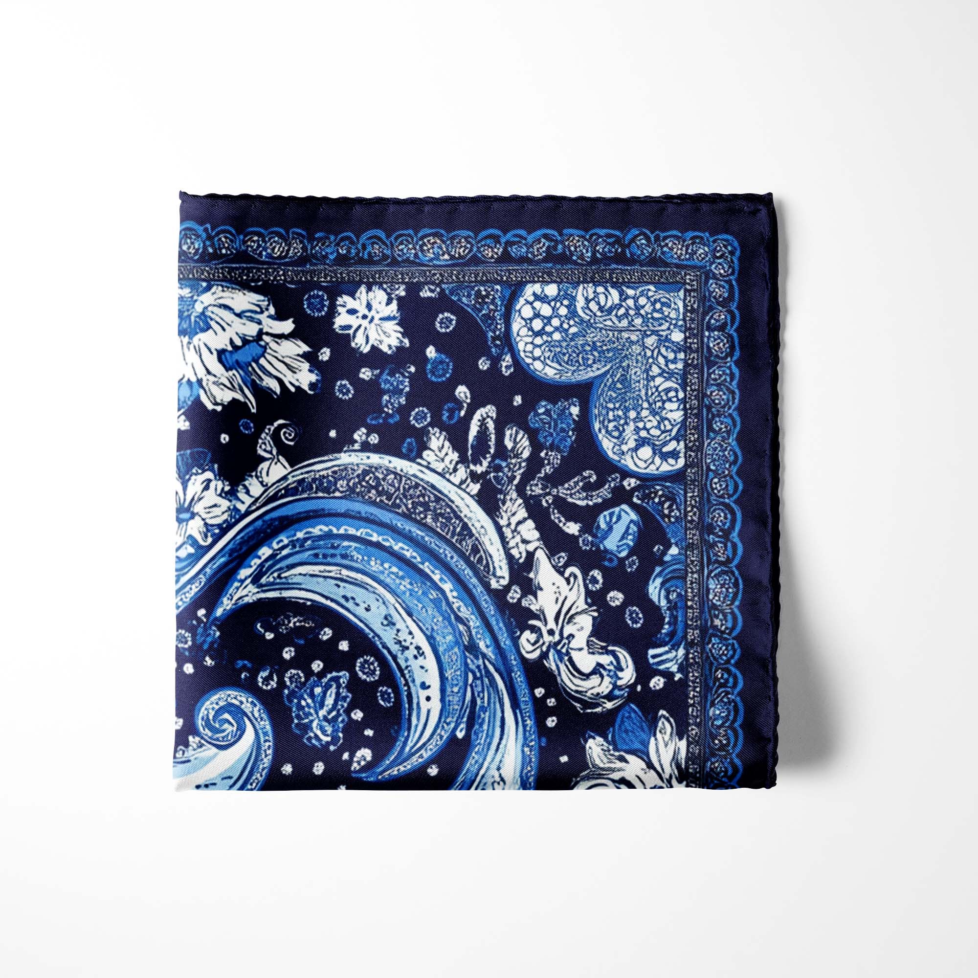 PAISLEY LACE SILK POCKET SQUARE