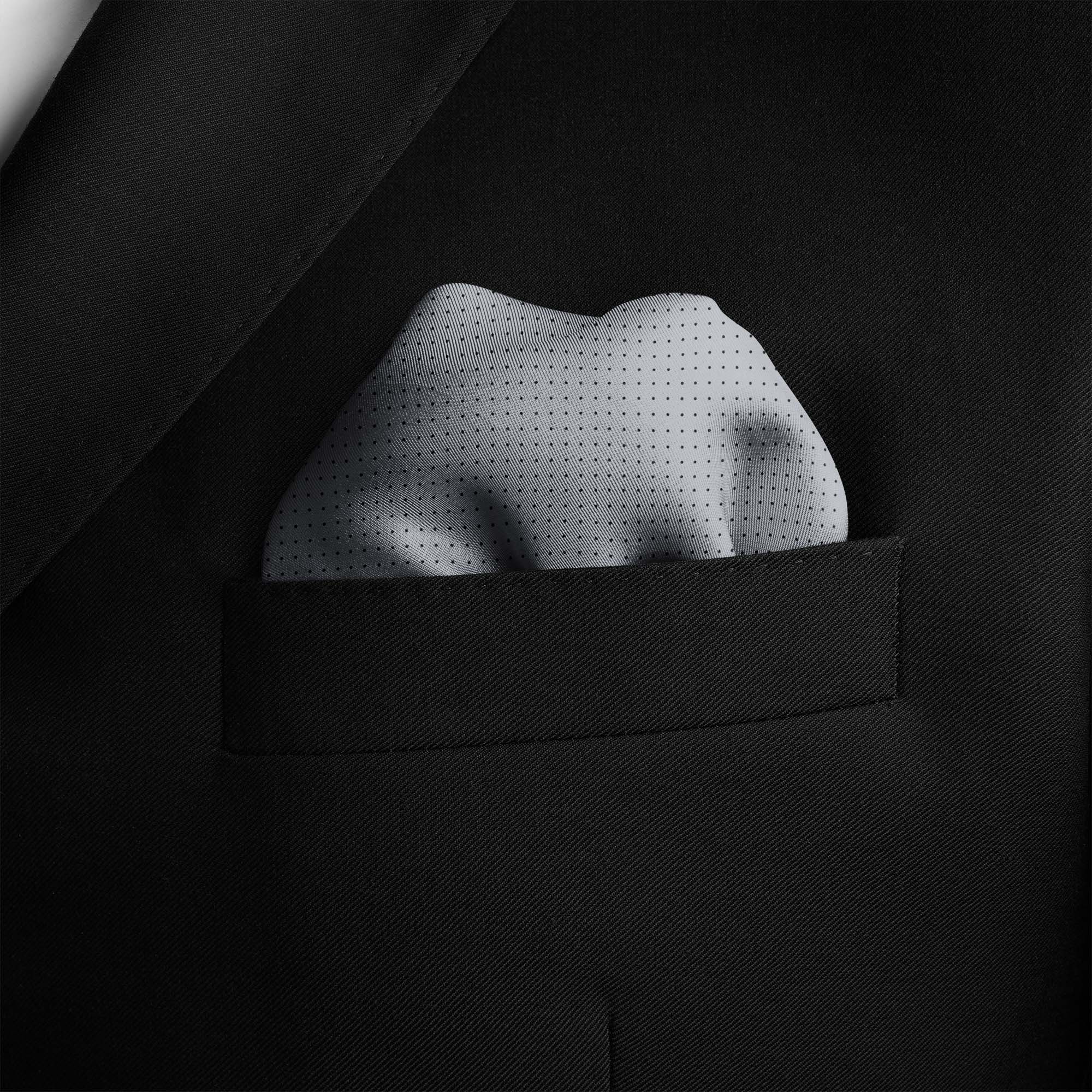 GREY DOT SILK POCKET SQUARE