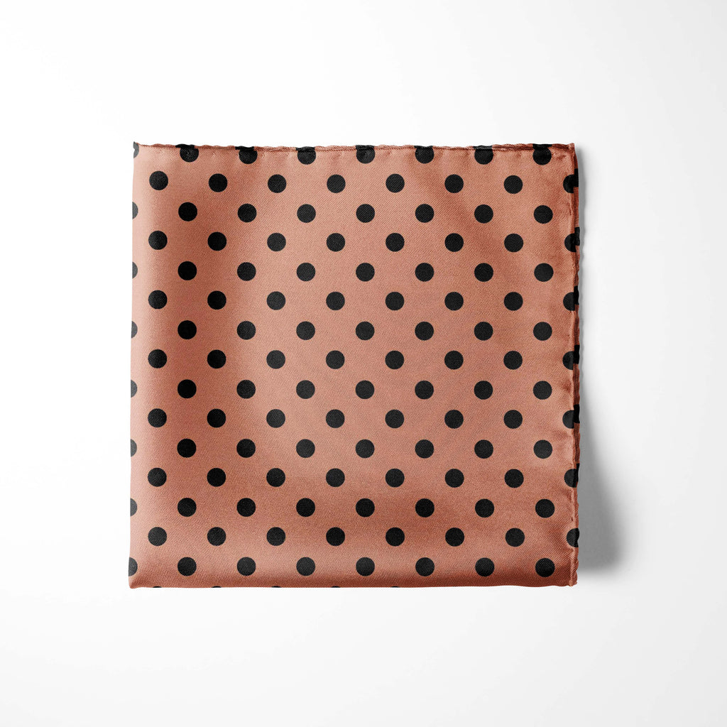 CORAL SAND POLKA DOTS SILK POCKET SQUARE