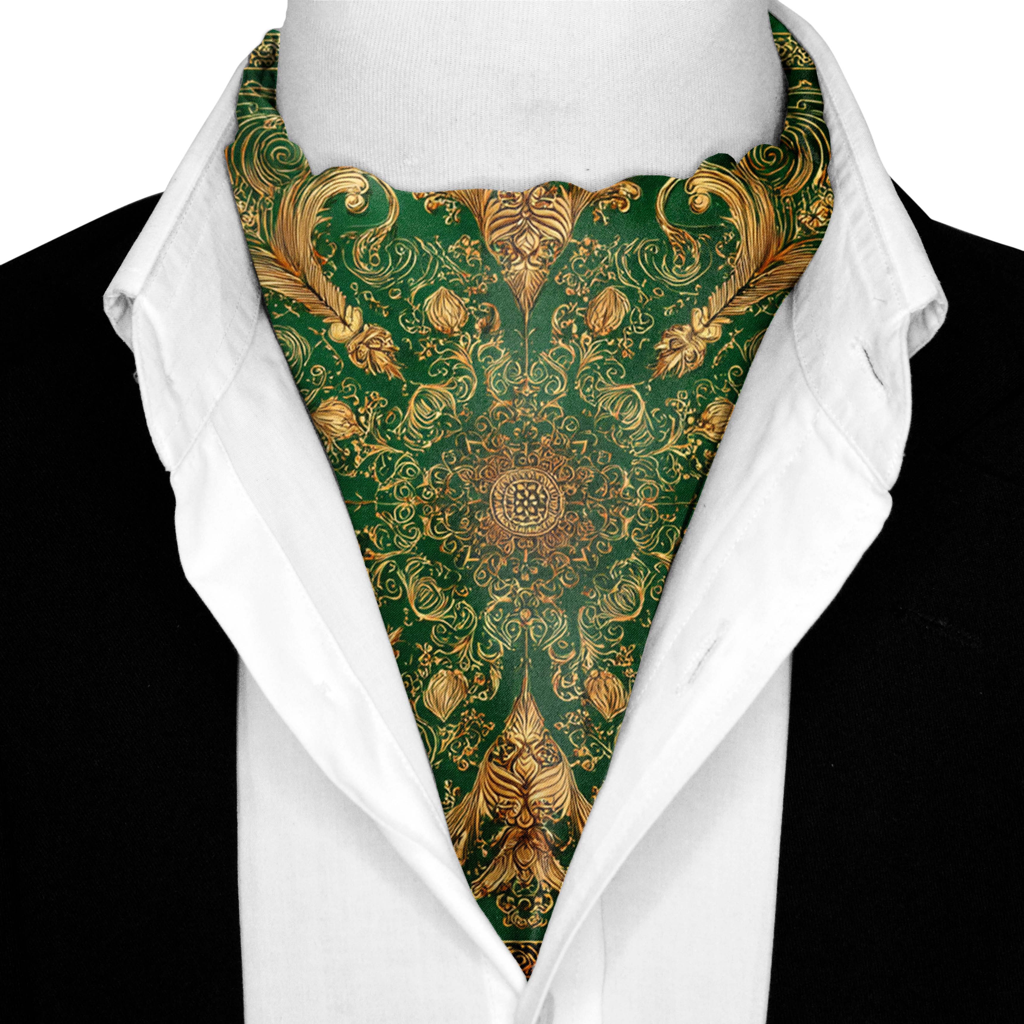 VERIDIAN SILK ASCOT AND POCKET SQUARE SET – PREMIUM COLLECTION