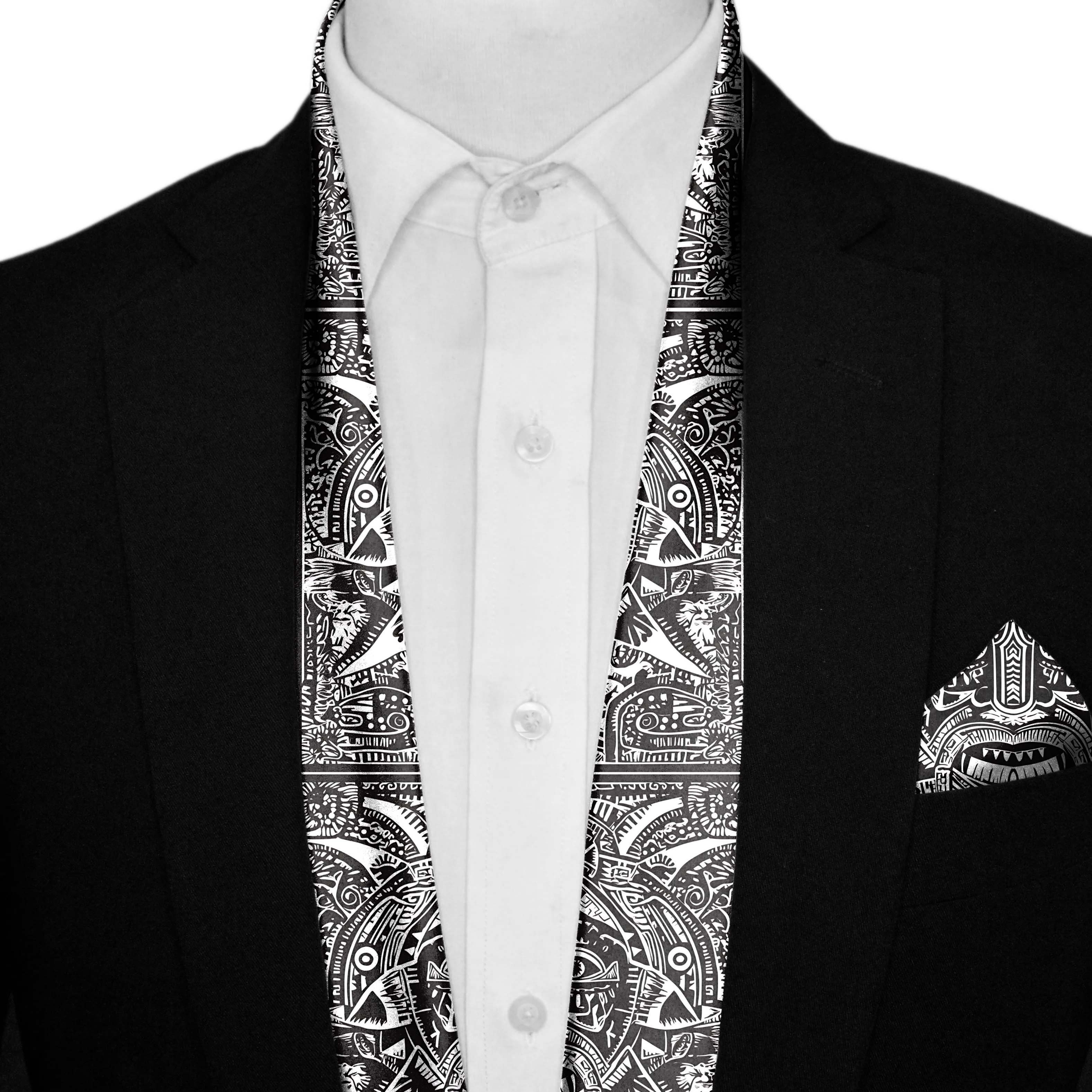 MAYAN PATTERN MEN SCARF AND POCKET SQUARE SET – PREMIUM COLLECTION