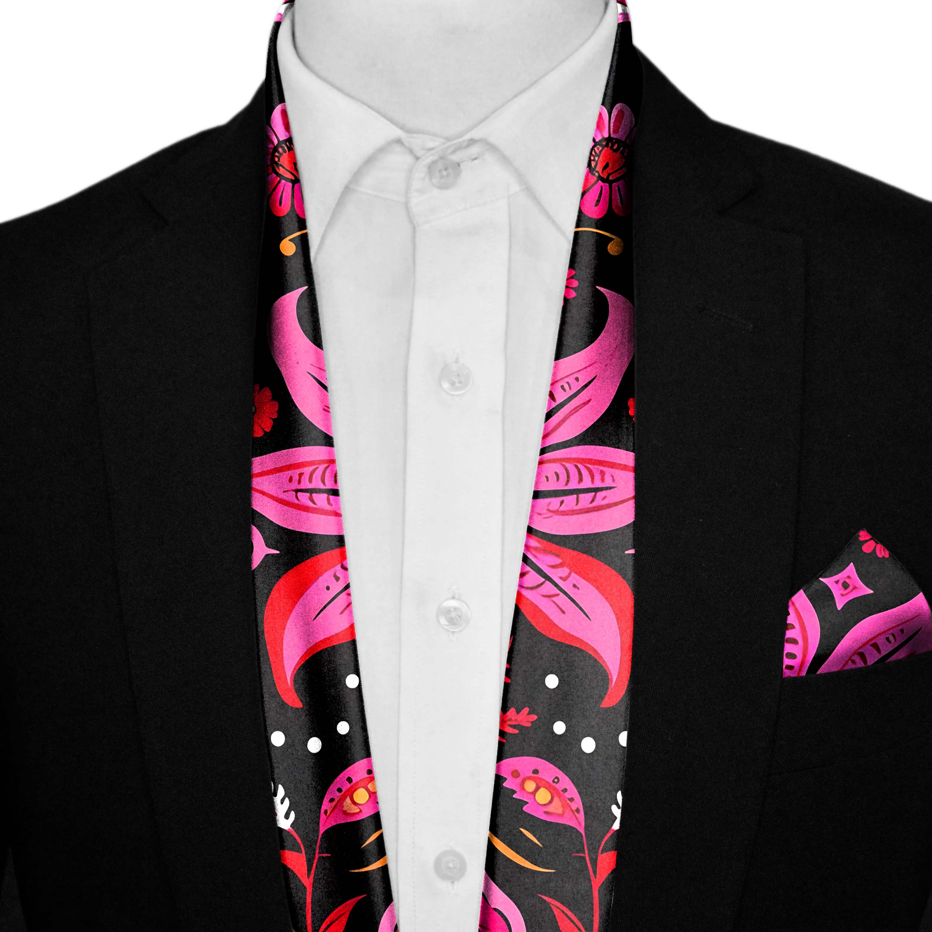 MEXICAN FLOWER MEN SCARF AND POCKET SQUARE SET – PREMIUM COLLECTION