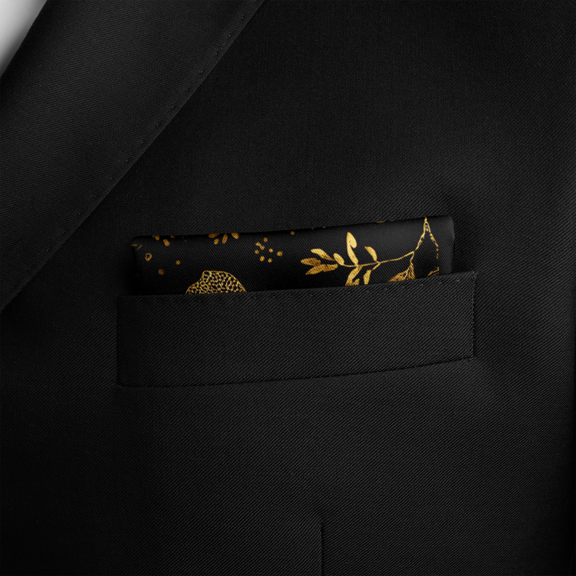 NOIR FAUNA SILK POCKET SQUARE