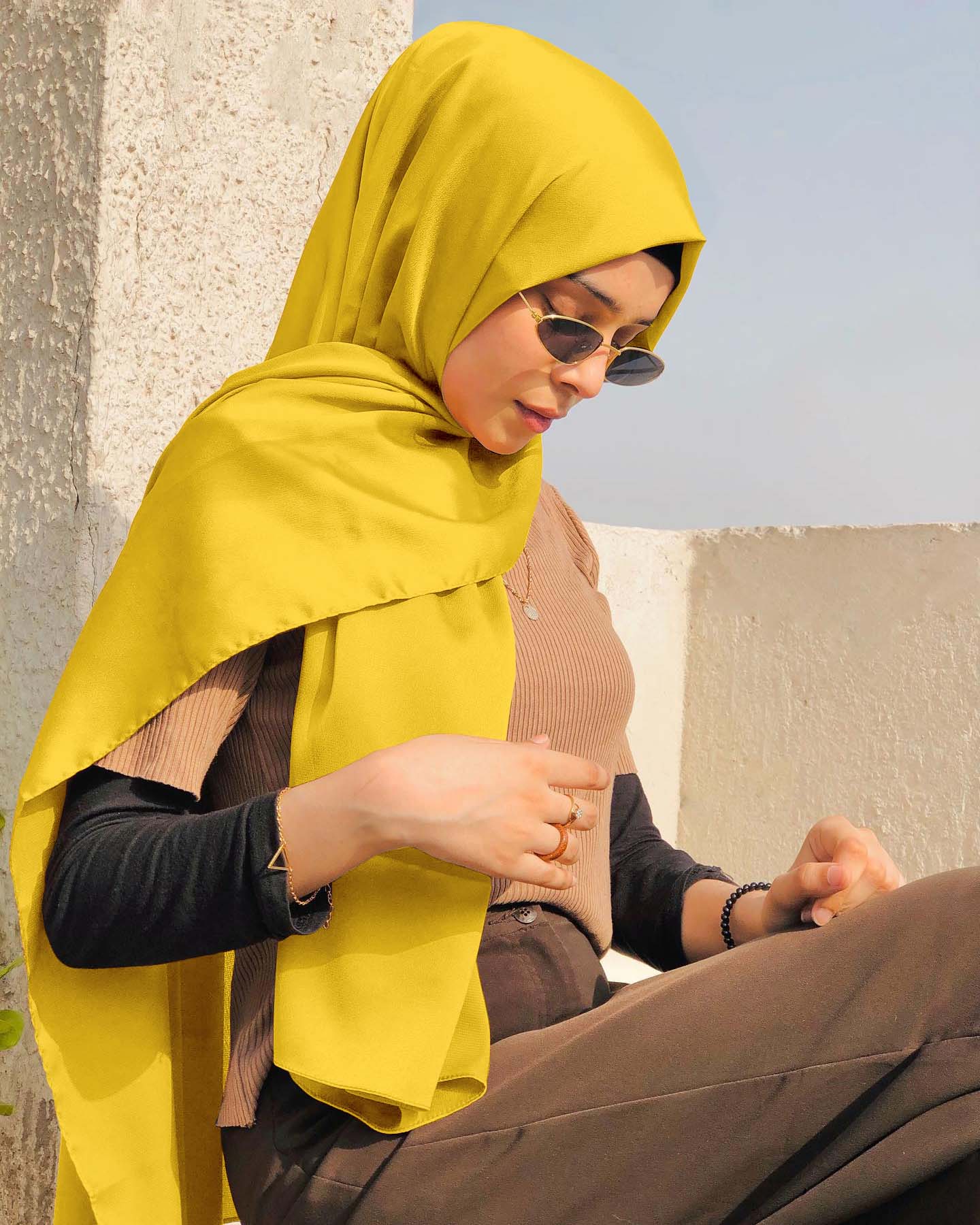 MUSTARD SILK WOMEN HIJAB – PREMIUM COLLECTION
