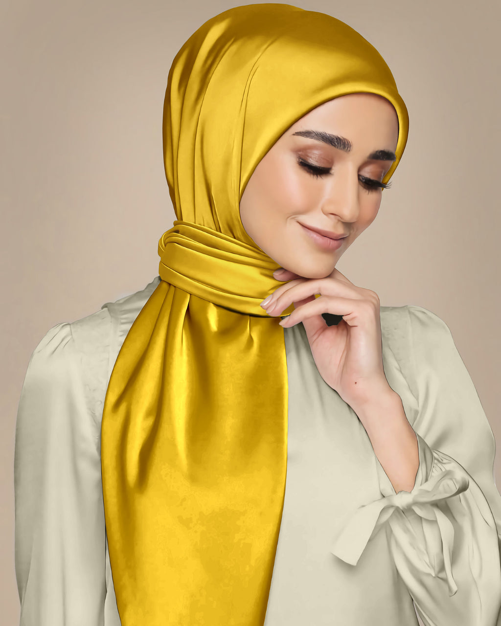 MUSTARD SILK WOMEN HIJAB – PREMIUM COLLECTION