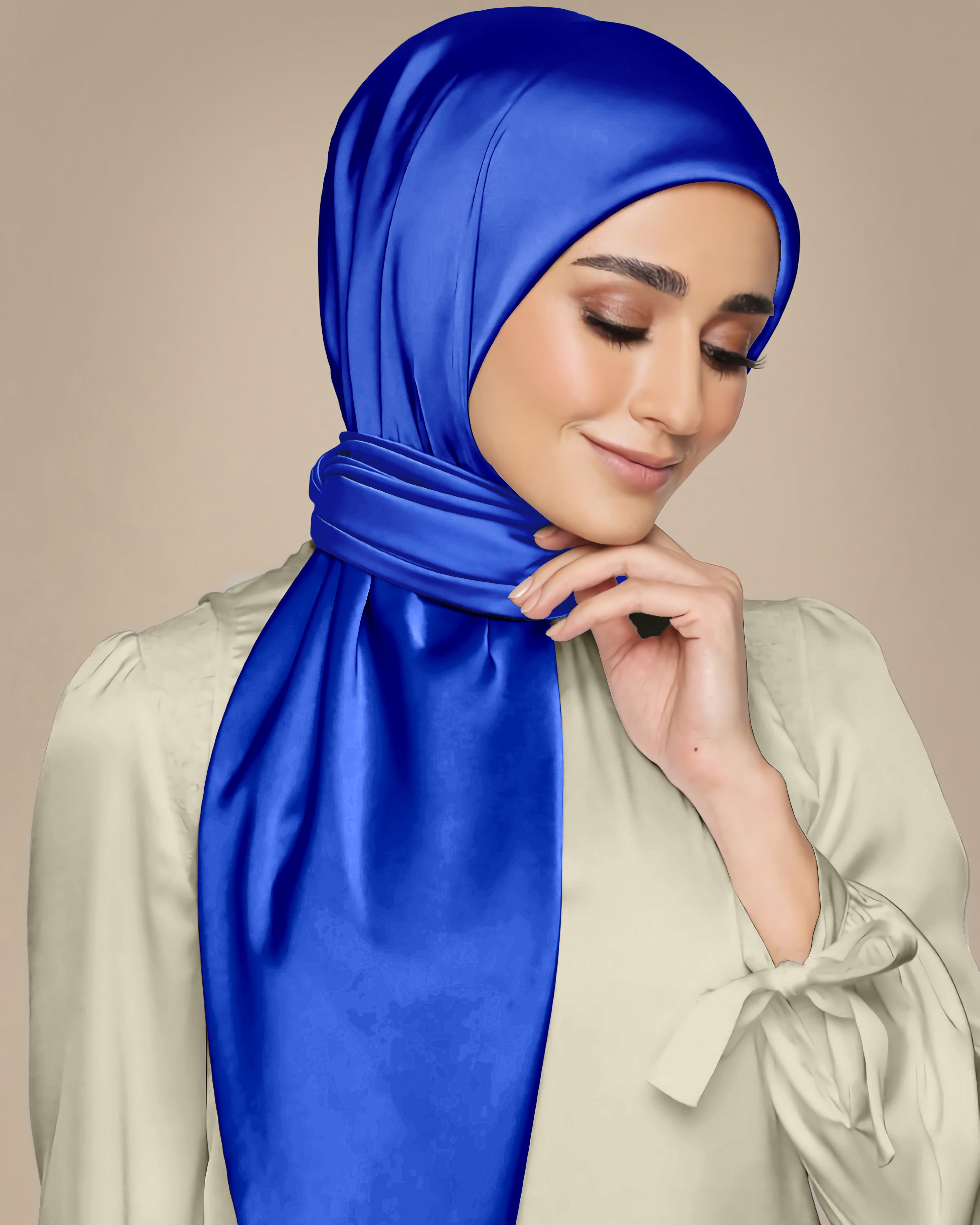 SOLID BLUE SILK WOMEN HIJAB – PREMIUM COLLECTION