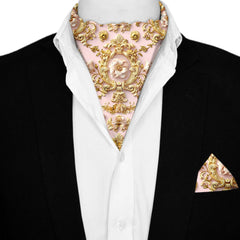 ORNATE PATTERN  SILK ASCOT AND POCKET SQUARE SET – PREMIUM COLLECTION