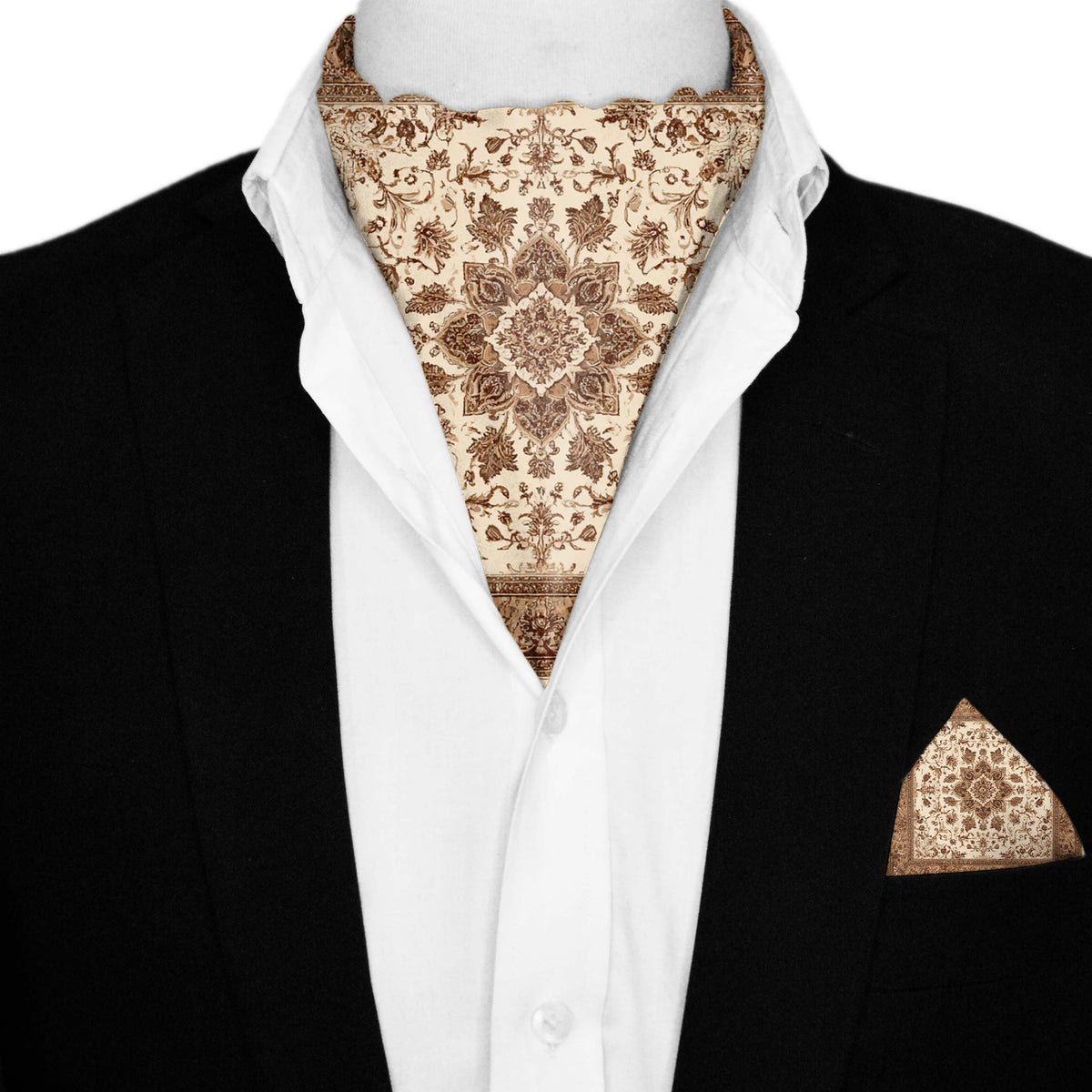 SIENNA SILK ASCOT AND POCKET SQUARE SET – PREMIUM COLLECTION