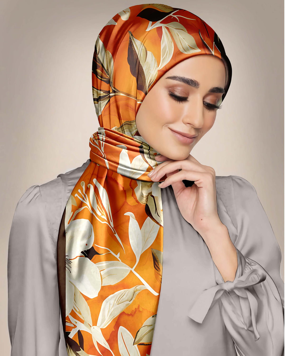 LILY FLOWER SILK WOMEN HIJAB - PREMIUM COLLECTION