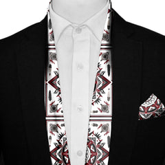 RED ALPANA DESIGNS MEN SCARF AND POCKET SQUARE SET – PREMIUM COLLECTION