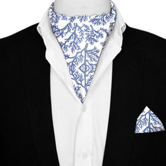 SNOWFLAKE TREE SILK ASCOT AND POCKET SQUARE SET – PREMIUM COLLECTION