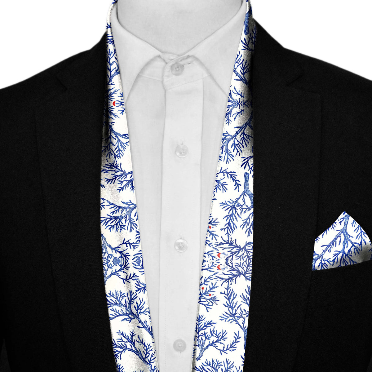 SNOWFLAKE TREE MEN SCARF AND POCKET SQUARE SET – PREMIUM COLLECTION