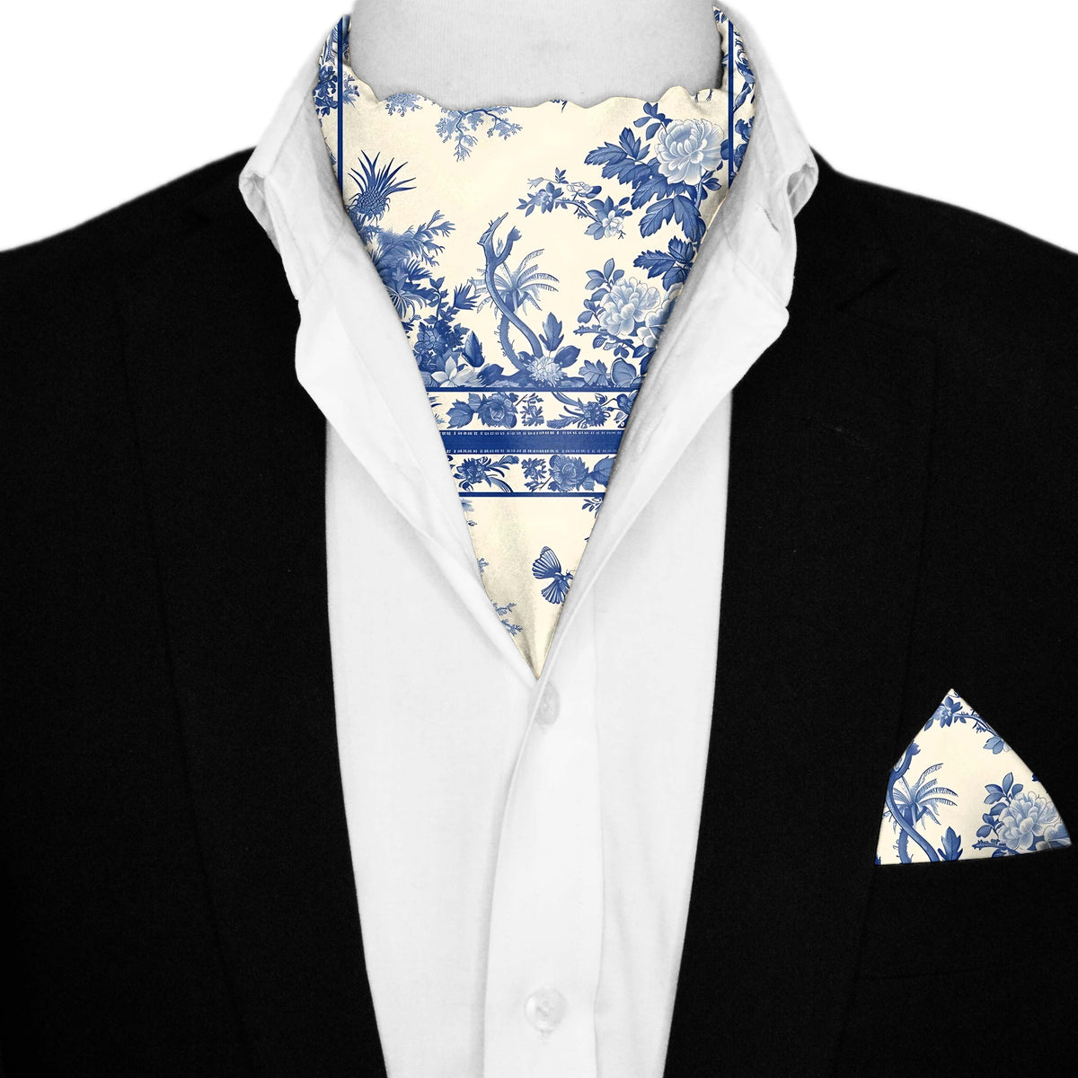 TRADITIONAL CHINESE SILK ASCOT AND POCKET SQUARE SET – PREMIUM COLLECTION