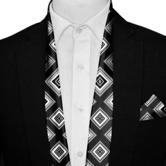 SQUARES GEOMETRIC MEN SCARF AND POCKET SQUARE SET – PREMIUM COLLECTION