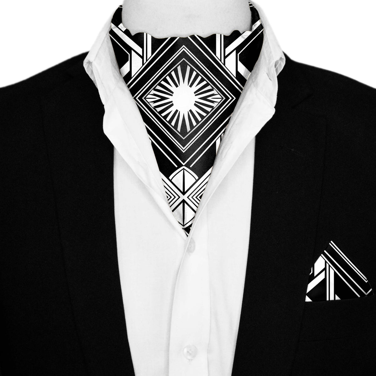 UNLEASHING SILK ASCOT AND POCKET SQUARE SET – PREMIUM COLLECTION