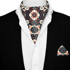 CINTAGE MANDALA SILK ASCOT AND POCKET SQUARE SET – PREMIUM COLLECTION