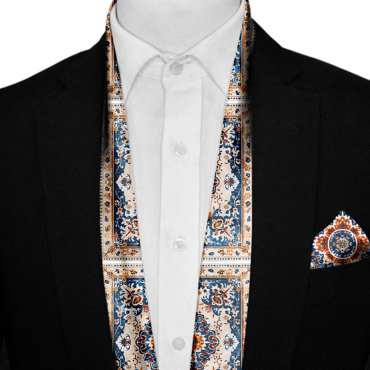 TURKMEN AFGHAN MEN SCARF AND POCKET SQUARE SET – PREMIUM COLLECTION