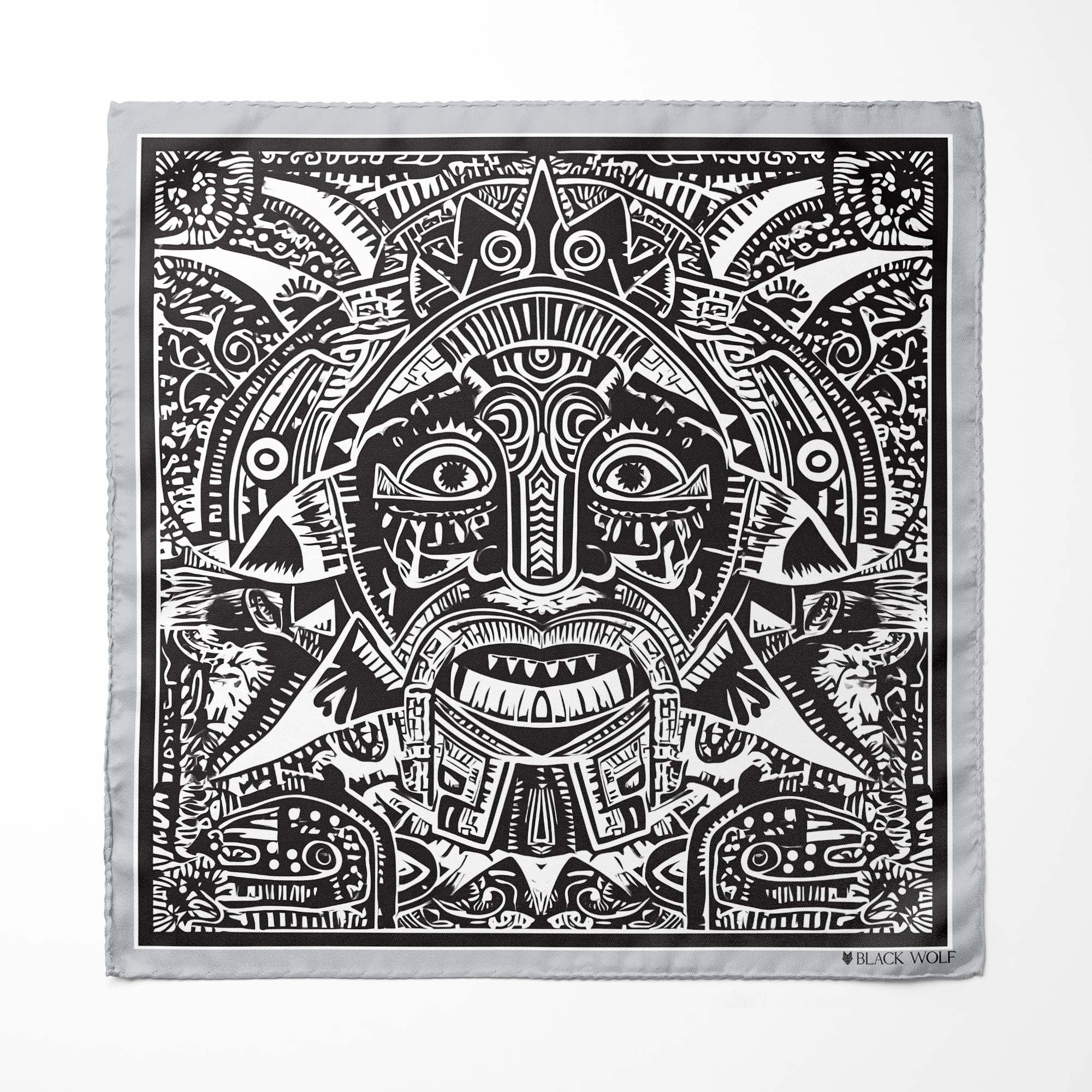 MAYAN PATTERN SILK ASCOT AND POCKET SQUARE SET – PREMIUM COLLECTION