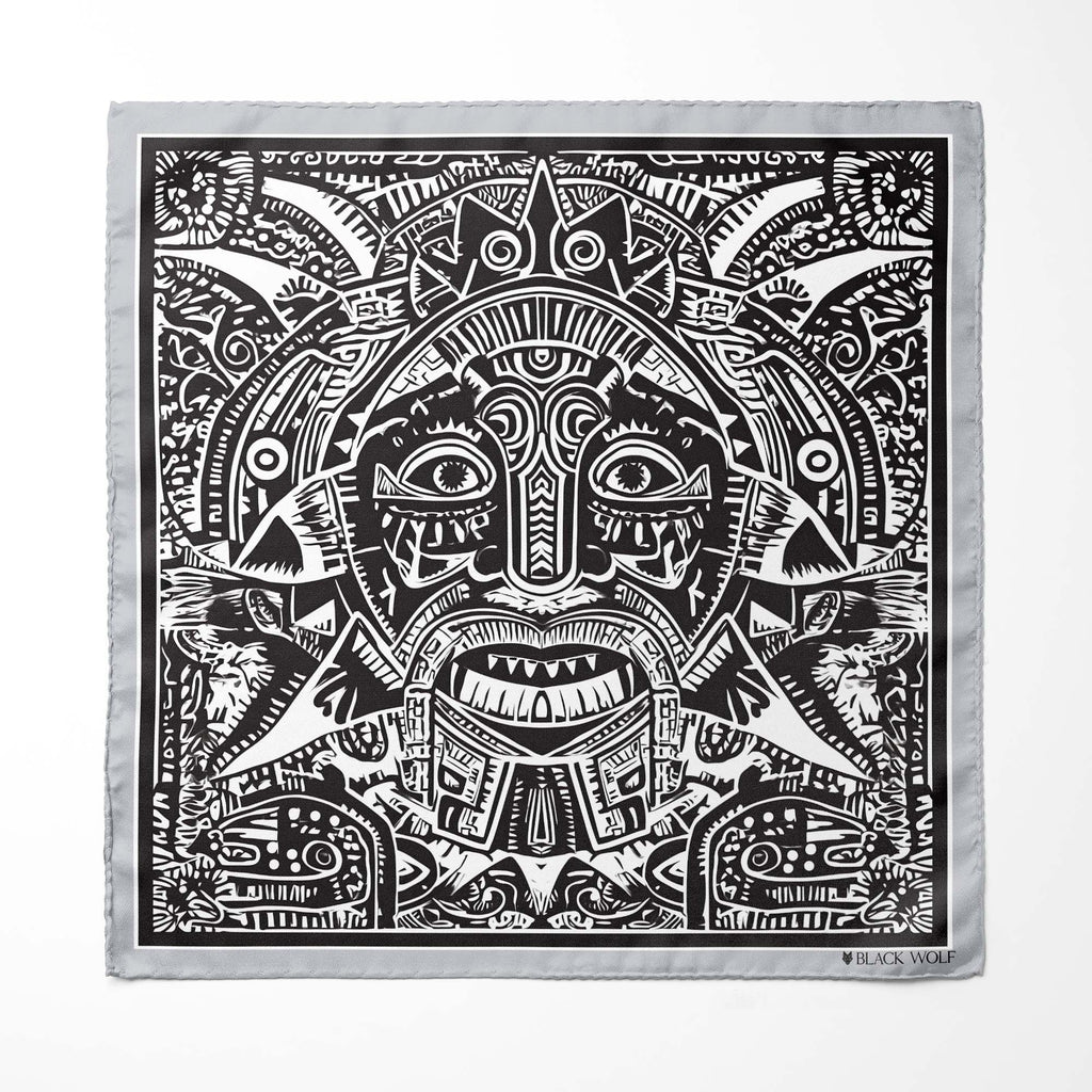 MAYAN PATTERN MEN SCARF AND POCKET SQUARE SET – PREMIUM COLLECTION